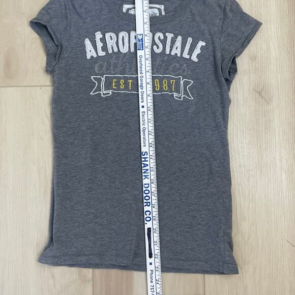 Aeropostale Y2K 2000s Embroidered Spell Out Shirt Fitted Gray Sz M VTG - Picture 6 of 8